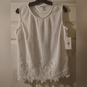 Alia White Sleeveless Lace Overlay Blouse12
